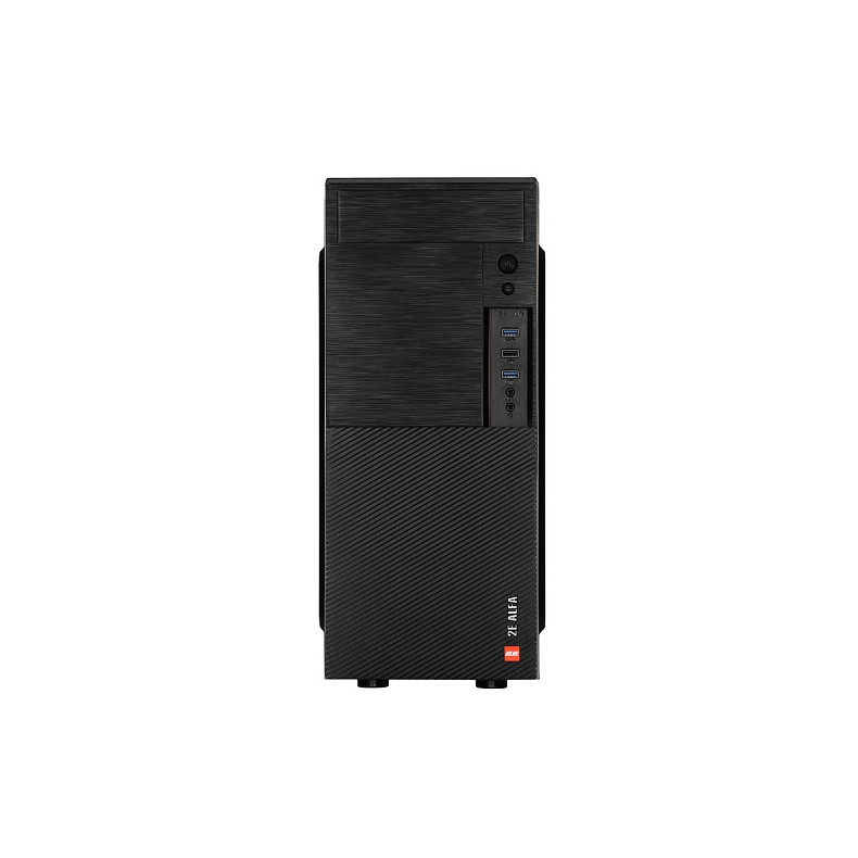 Корпус 2E Alfa E190-3U, без БП, 2xUSB3.0, 1xUSB2.0, Perforated Side, ATX, черный