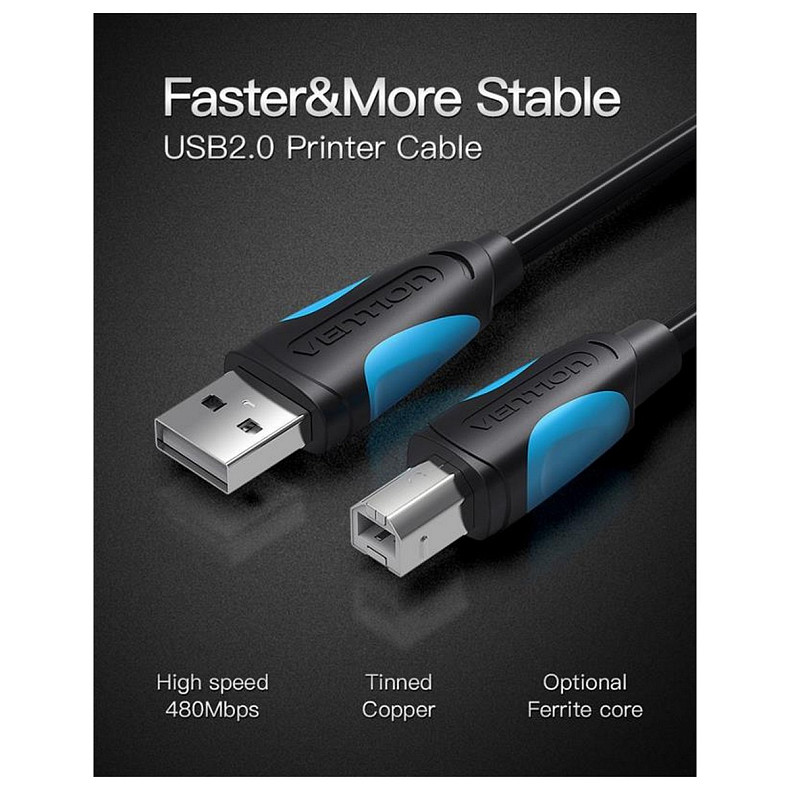 Кабель для принтера USB A Male - B Male Print 1 м (VAS-A16-B100)