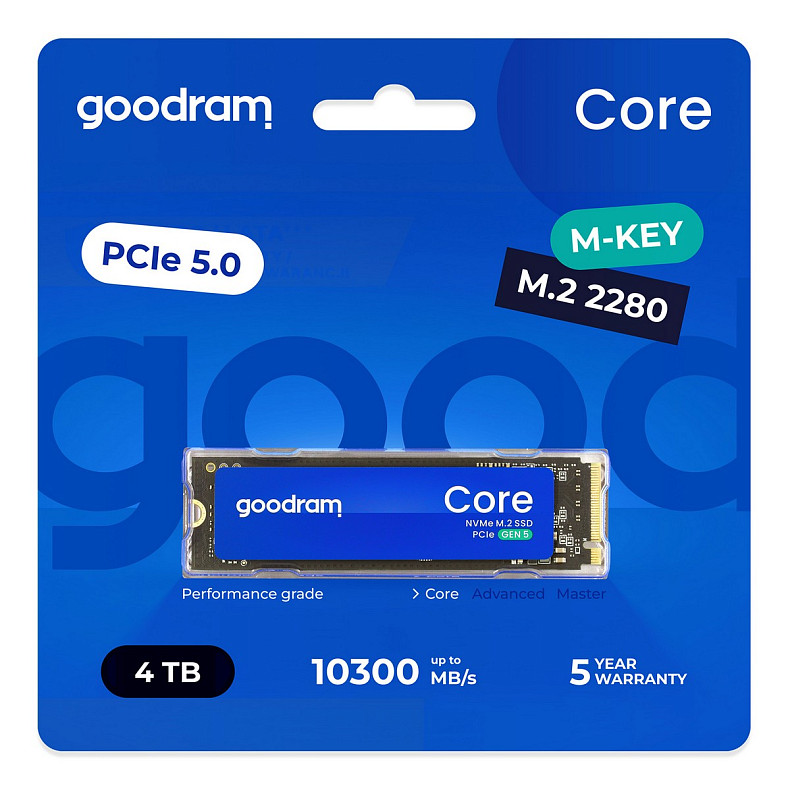 Накопитель SSD 4TB Goodram Core M.2 2280 PCIe 5.0 x4 NVMe 3D NAND (SSDR-GRC01-4K0-80)