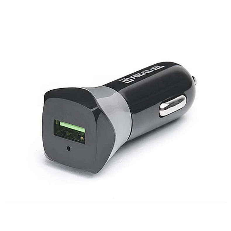 Автомобільний зарядний пристрій REAL-EL CA-30 QC3.0 (1USBx3A) Black/Grey