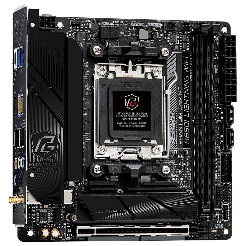 Материнська плата ASRock B650I LIGHTNING WIFI(AM5/B650, 2*DDR5, 1xPCIex16, HDMI/DP, 2xSATAІІІ,2xM.2, 2.5GLan, mITX)