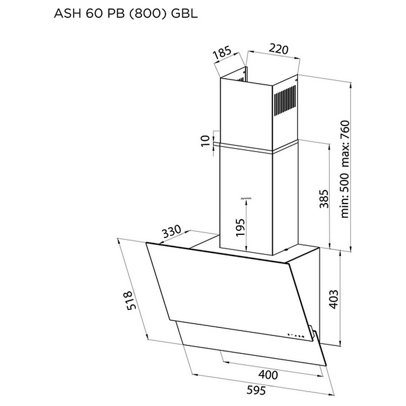 Вытяжка Pyramida ASH 60 PB (800) GIV