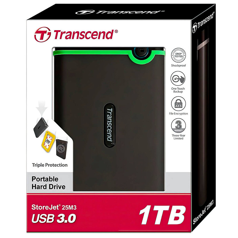 Жесткий диск Transcend StoreJet 25M3 1.0TB Iron Gray Slim (TS1TSJ25M3S)