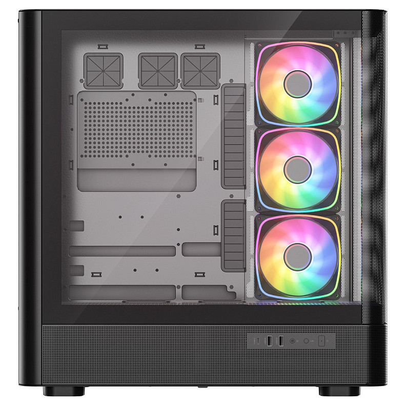 Корпус Modecom VOLCANO AQ500 ARGB MIDI FRONT LCD 6,2”, 4x120mm fans BLACK без БЖ ATX