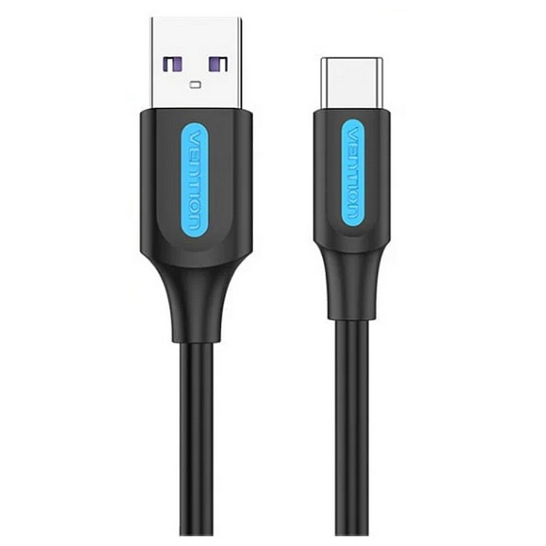 Кабель USB 2.0 AM-Type-C M, 0.5 м, 5.0A, (25W) PVC чорний Vention
