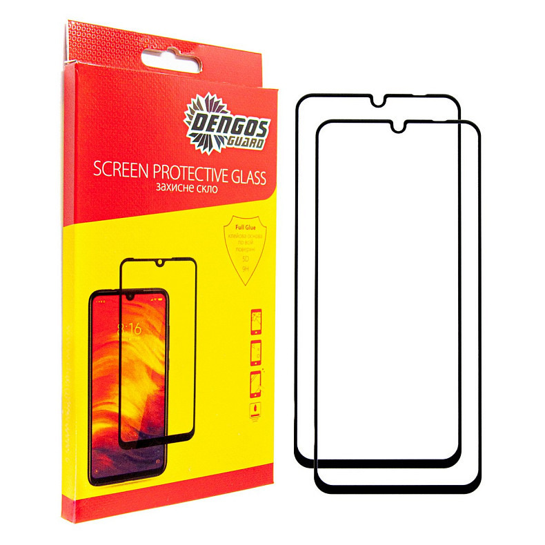 Защитное стекло Dengos для Samsung Galaxy A05s SM-A057 Black Full Glue (DG-TG2P-01) 2шт