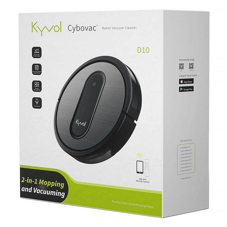 Робот пилосос Kyvol Cybovac D10 Random/250ml+200ml/2600mA/2000pa/Google Assistant,Amazon Alexa\Black