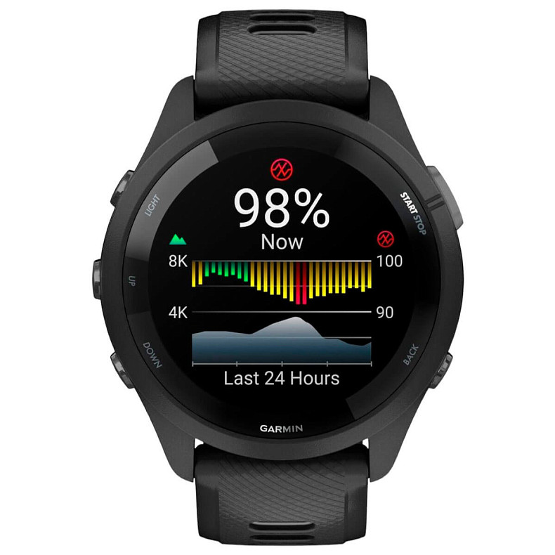 Спортивные часы GARMIN Forerunner 265 Black Bezel and Case with Black/Powder Gray Silicone Band