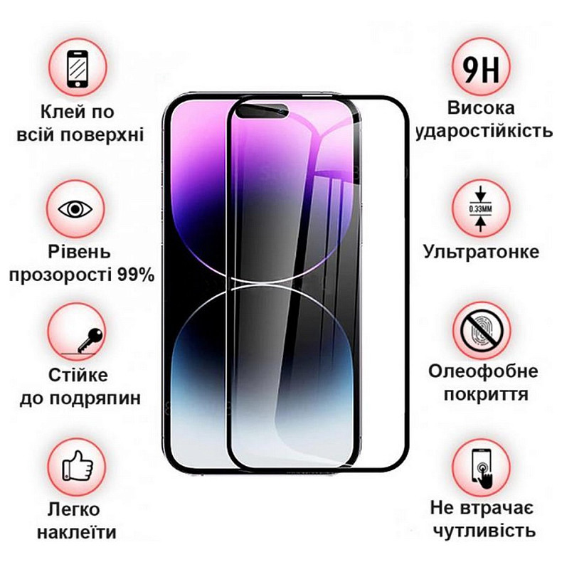 Захисне скло BeCover для Apple iPhone 14 Pro Max Black (707969)