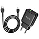 Мережевий зарядний пристрій Hoco N5 (1USB 3A QC3.0 + 1 PD Type-C) Black (S25719) + кабель Lightning