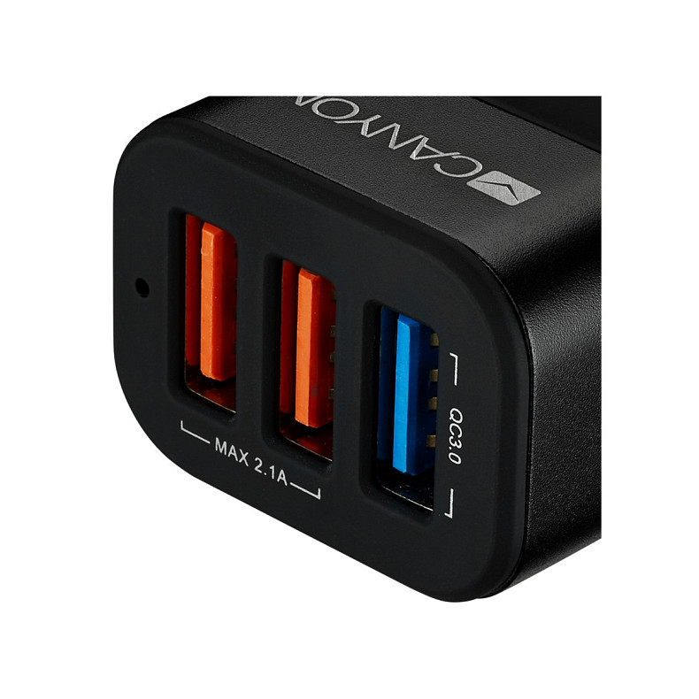 Автомобильное зарядное устройство Canyon (3USB, 2.1A) Black (CNE-CCA07B)