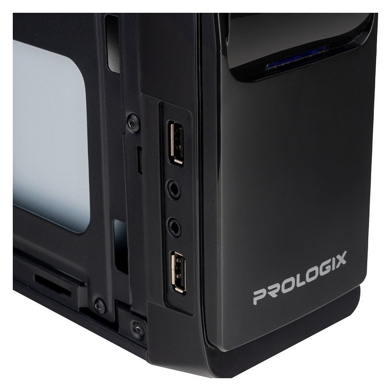 Корпус Prologix E100 Slim 400W 8cm, 2хUSB2.0, Black