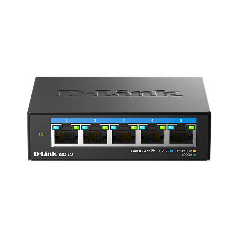 Комутатор D-Link DMS-105 5x2.5GE, Некерований