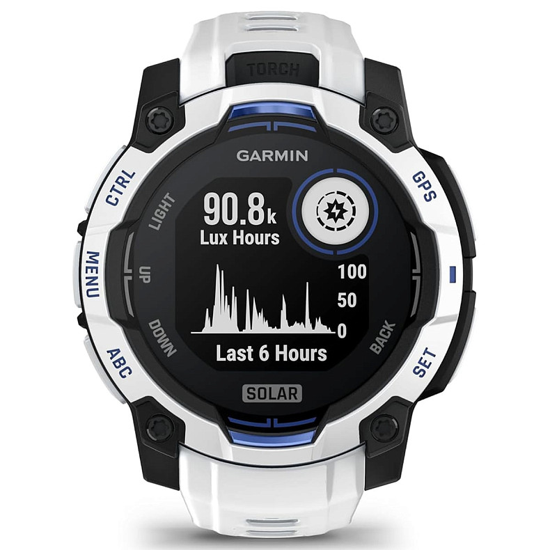 Спортивные часы Garmin Instinct 3 45mm Solar Whitestone with Whitestone/Bolt Blue Silicone (010-02934-43)