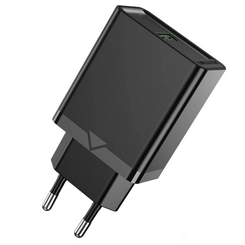 Зарядний пристрій Vention 1xUSB 18W (USB-A) QC3.0 black