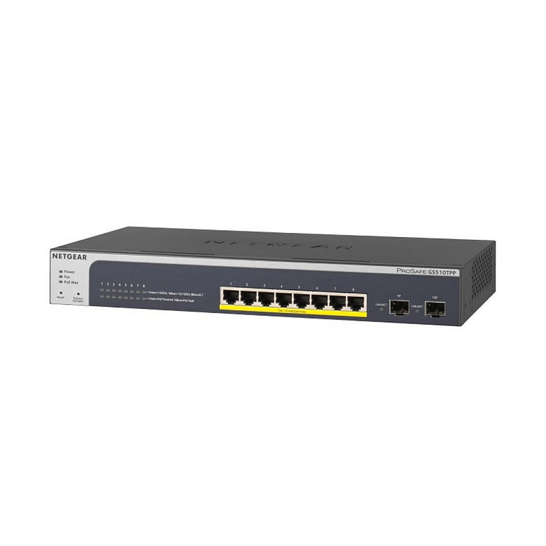 Коммутатор NETGEAR GS510TPP 8x1GE PoE+(190Вт), 2xSFP, управляемый L2