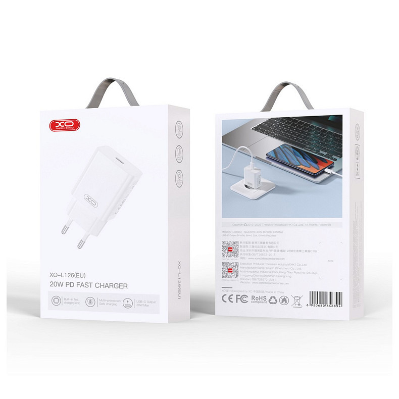 Сетевое зарядное устройство XO L126 (1USB-С, 3А) PD White (L126.white)