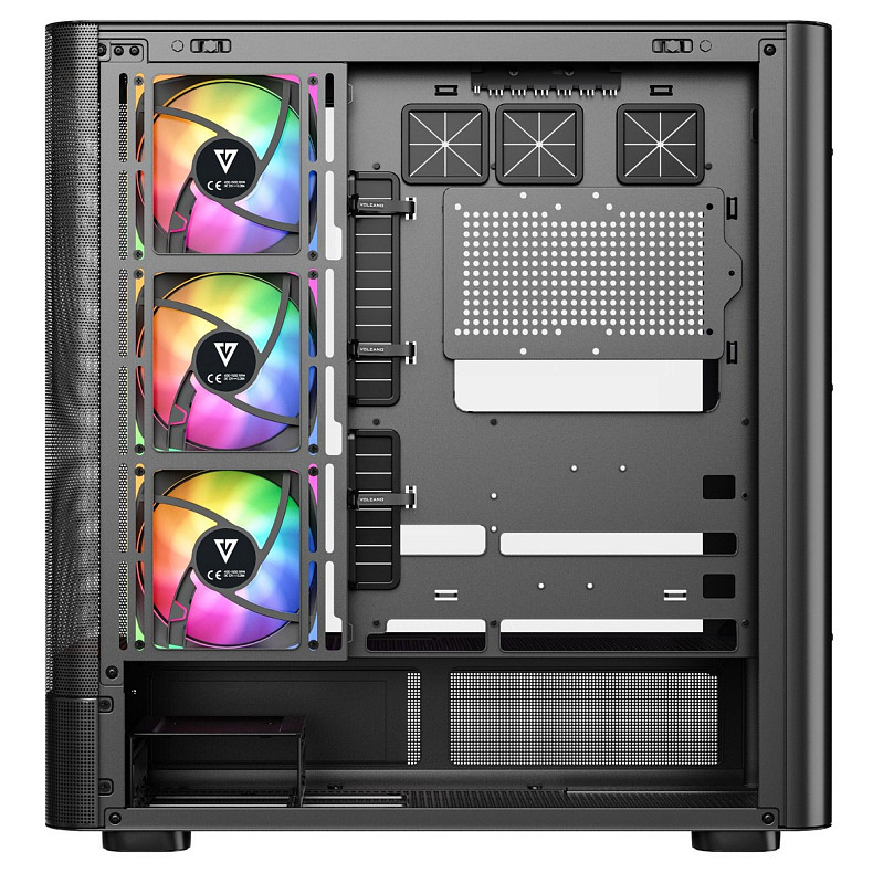 Корпус Modecom VOLCANO AQ400 ARGB MIDI SIDE LCD 6,2”, 4x120mm fans BLACK без БЖ ATX
