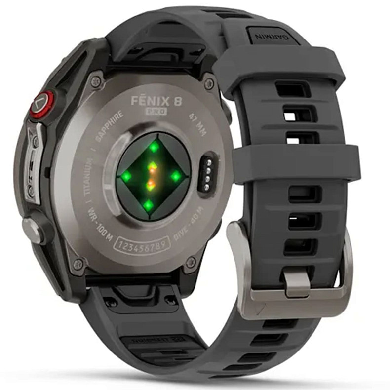 Спортивний годинник GARMIN Fenix ??8 Pro 47 mm AMOLED Sapphire Titanium with Graphite/Black Silicone Band (010-03198-10)