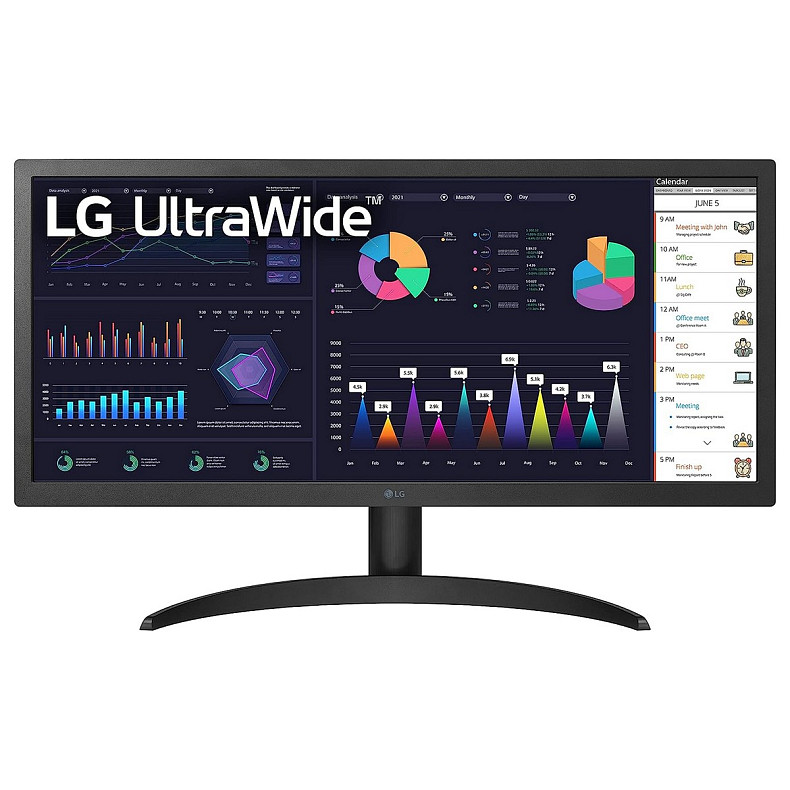 Монітор LG 25.7" 26WQ500-B HDMI, Audio, IPS, 2560x1080, 21:9, 75Hz, sRGB 99%, FreeSync, HDR10