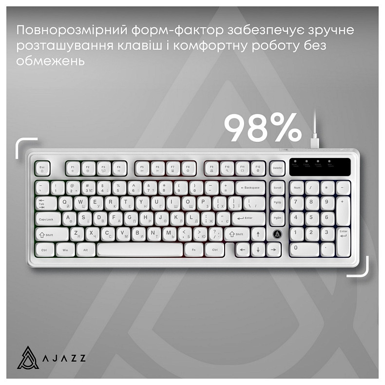Клавиатура Ajazz AF98 Black USB-C White (AF98-W)