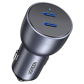Автомобильное зарядное устройство Ugreen CD213 (2xUSB 40W (USB-C) QC 3.0+ Gray (70594)
