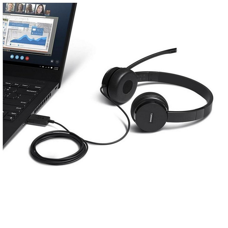 Гарнитура Lenovo 100 Stereo USB (4XD0X88524)