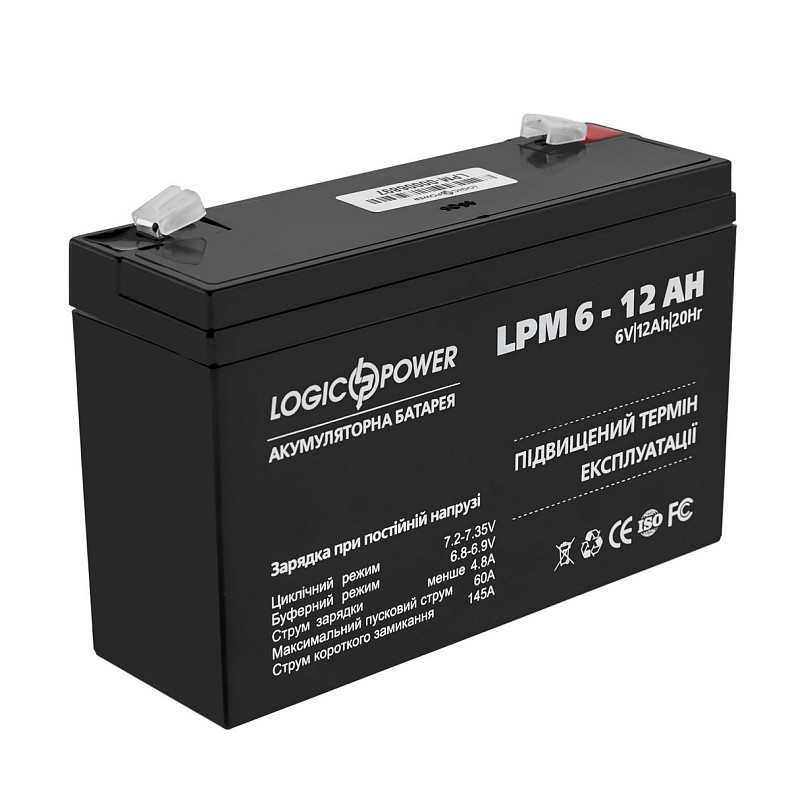 Акумуляторна батарея LogicPower LPM 6V 12AH (LPM 6 - 12 AH) AGM