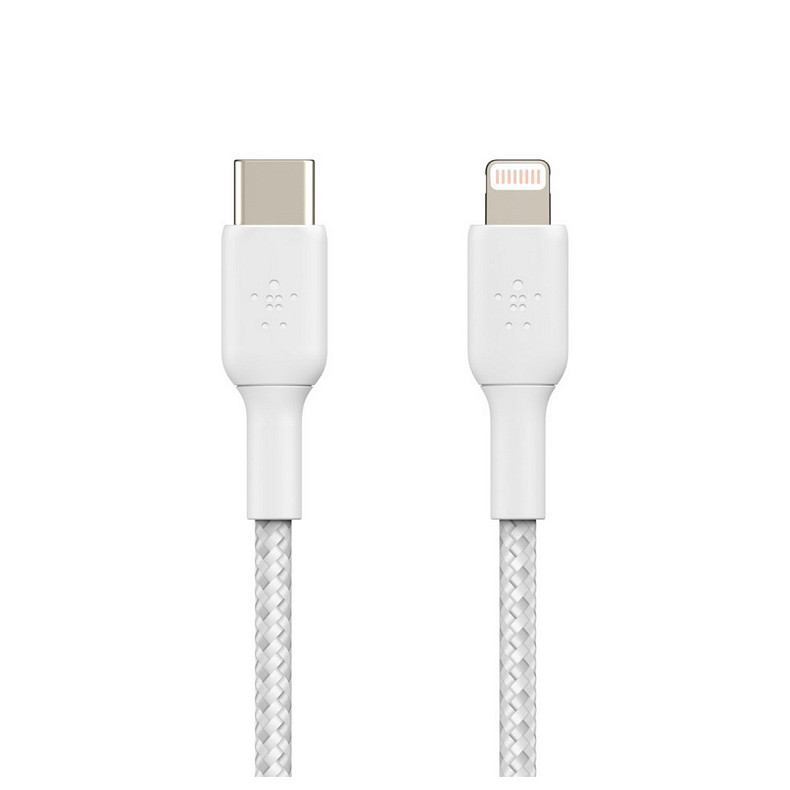 Кабель Belkin USB-С - Lightning, BRAIDED, 1m, white