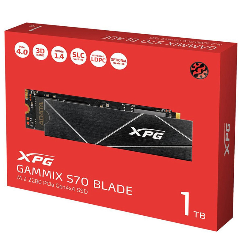 SSD диск ADATA M.2 2TB PCIe 4.0 XPG GAMMIX S70 BLADE (AGAMMIXS70B-2T-CS)