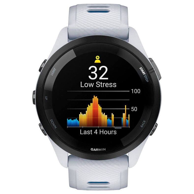 Спортивний годинник GARMIN Forerunner 265 Black Bezel with Whitestone Case and Whitestone/Tidal Blue Silicone Band