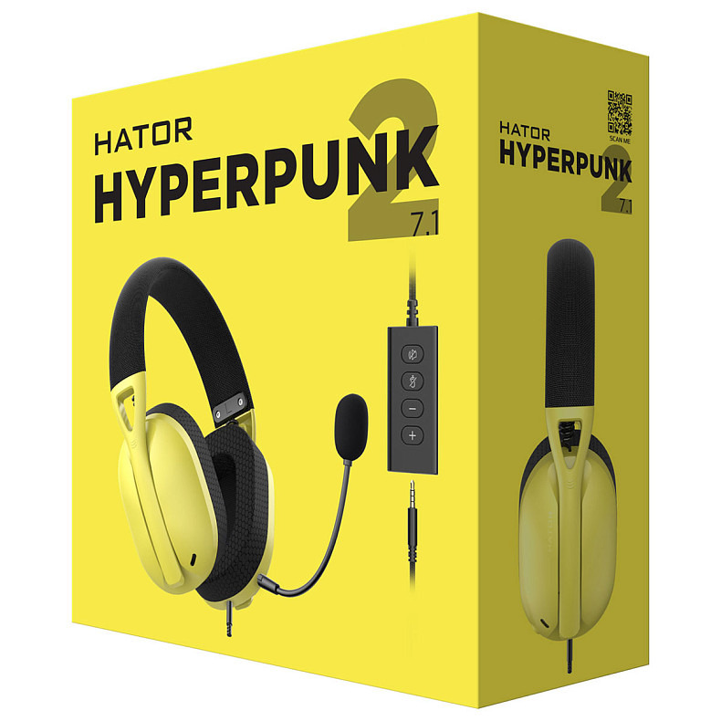 Наушники Hator Hyperpunk 2 Black/Yellow (HTA-847)