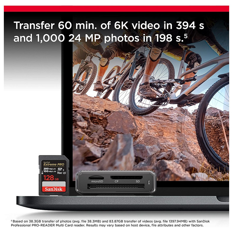Карта пам'яті SanDisk SD 128GB C10 UHS-II U3 R280/W100MB/s Extreme Pro V60