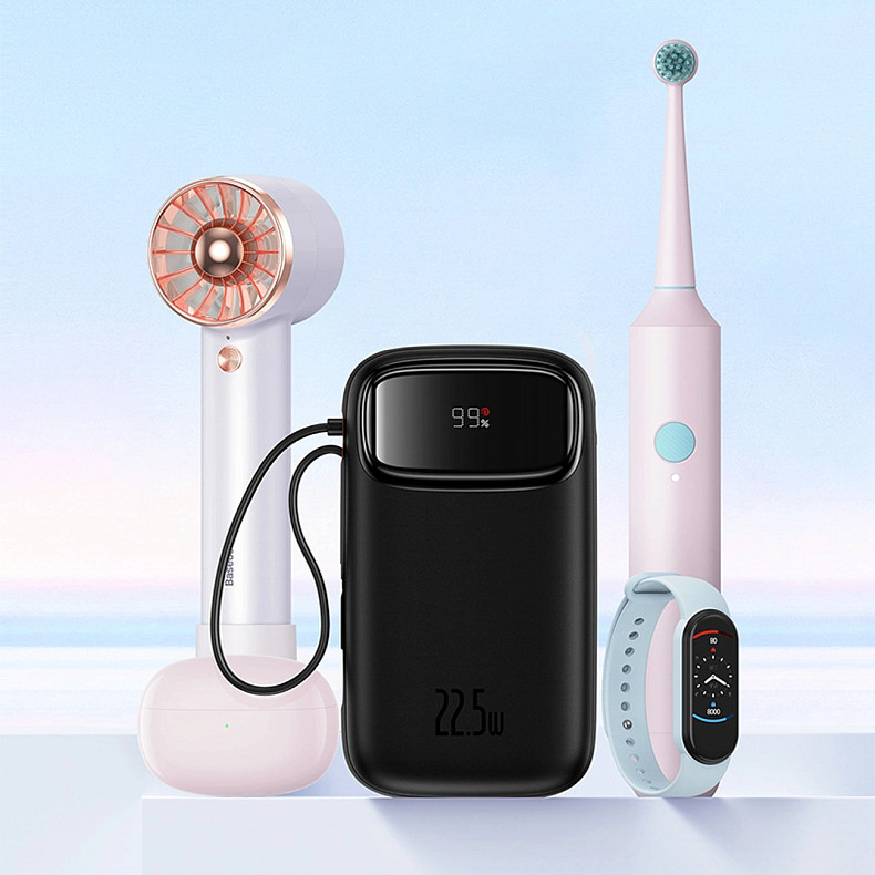 УМБ Baseus 20000mAh Qpow2 22.5W PD,QC3.0 USB-A, USB-C In/Out, with USB-C/Lightning cable,Black