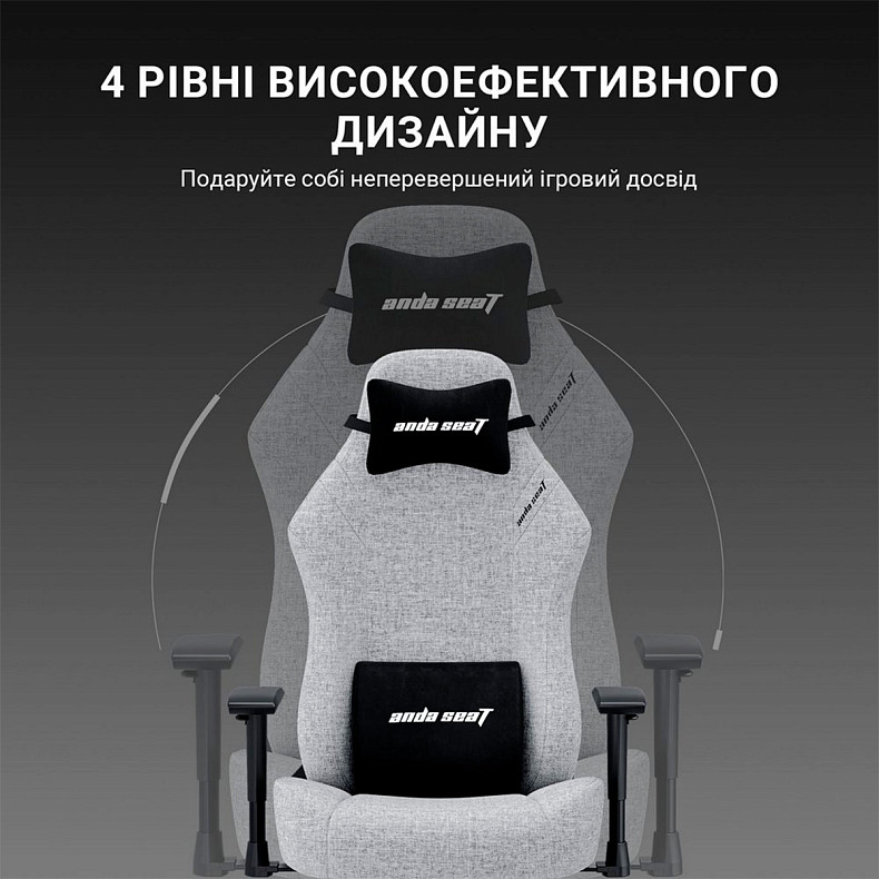 Крісло для геймерів Anda Seat Luna Pro Gray Fabric Size L (AD18T-44-G-F)