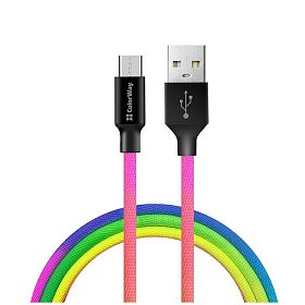 Кабель ColorWay USB-microUSB, 2.4А, 1м, Multicolor (CW-CBUM017-MC)