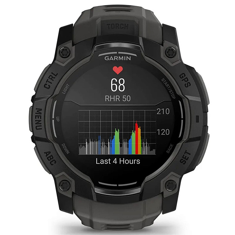 Спортивний годинник GARMIN Instinct 3 50mm AMOLED Black with Charcoal Silicone