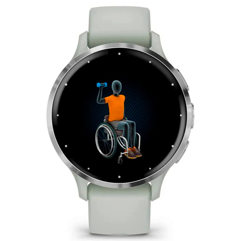 Спортивные часы GARMIN Venu 3s Silver Stainless Steel Bezel with Sage Gray Case and Silicone Band