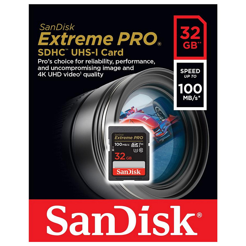 Карта памяти SanDisk SD 32GB C10 UHS-I U3 R100/W90MB/s Extreme Pro V30