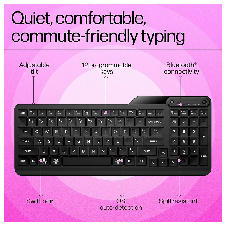 Клавіатура HP 460 Multi-Device key, BT, EN/UK, чорний