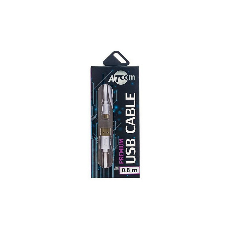 Кабель Atcom (16123) USB 2.0 AM/microUSB, 0.8м, белый