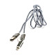 Кабель синхронізації PowerPlant Quick Charge 2A 2-в-1 Сotton USB 2.0 AM – Lightning/Micro 1м Grey