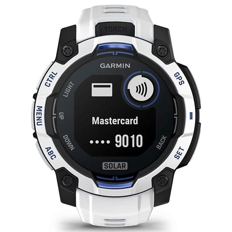 Спортивные часы Garmin Instinct 3 45mm Solar Whitestone with Whitestone/Bolt Blue Silicone (010-02934-43)