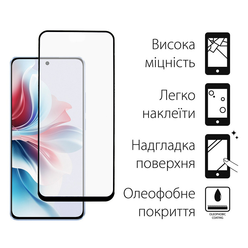 Защитное стекло Dengos для Oppo Reno 11F Black Full Glue (TGFG-359)