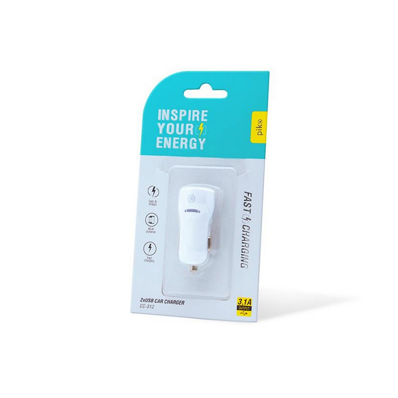 Автомобільний зарядний пристрій Piko CC-312 (2USB, 3.1A) White (1283126477546)