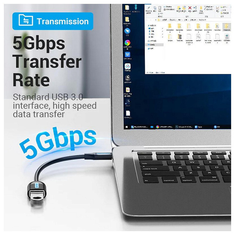 Кабель Vention USB 3.1 Type-C - OTG USB3.0 AF, 0.15 m, Black (CCVBB)