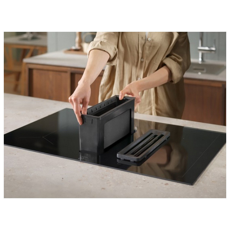 Варильна повверхня Electrolux індукційна, 80см, розширена зона, вбудована витяжка, Hob2Hood, чорний