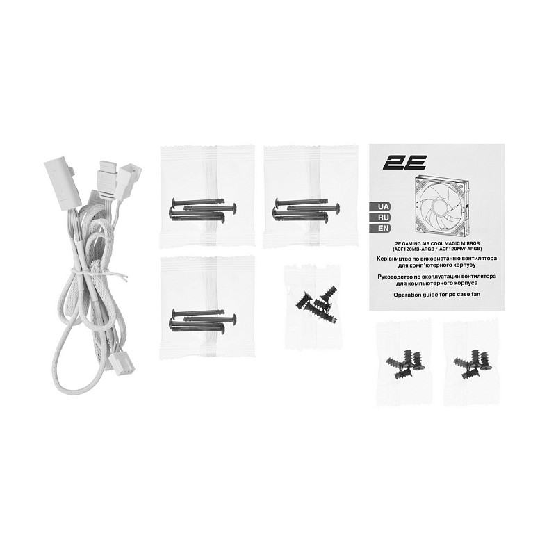Корпусный вентилятор 2E GAMING Air Cool Magic Mirror ACF120MW-ARGB, 3x120мм, 2000rpm, 4pin PWM +5VAR