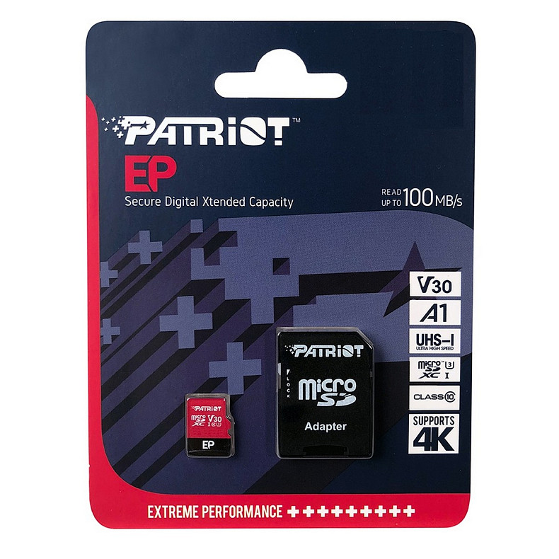 Карта пам'яті MicroSDXC 1TB UHS-I/U3 Class 10 Patriot EP A1 R90/W80MB/s + SD-adapter (PEF1TBEP31MCX)