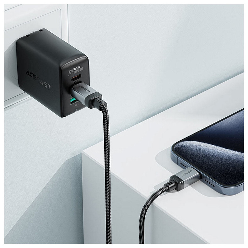 Кабель USB 2.0 USB-C to USB-C, 1.2 м, 3.0A, aluminum alloy Black, C20-03 Acefast